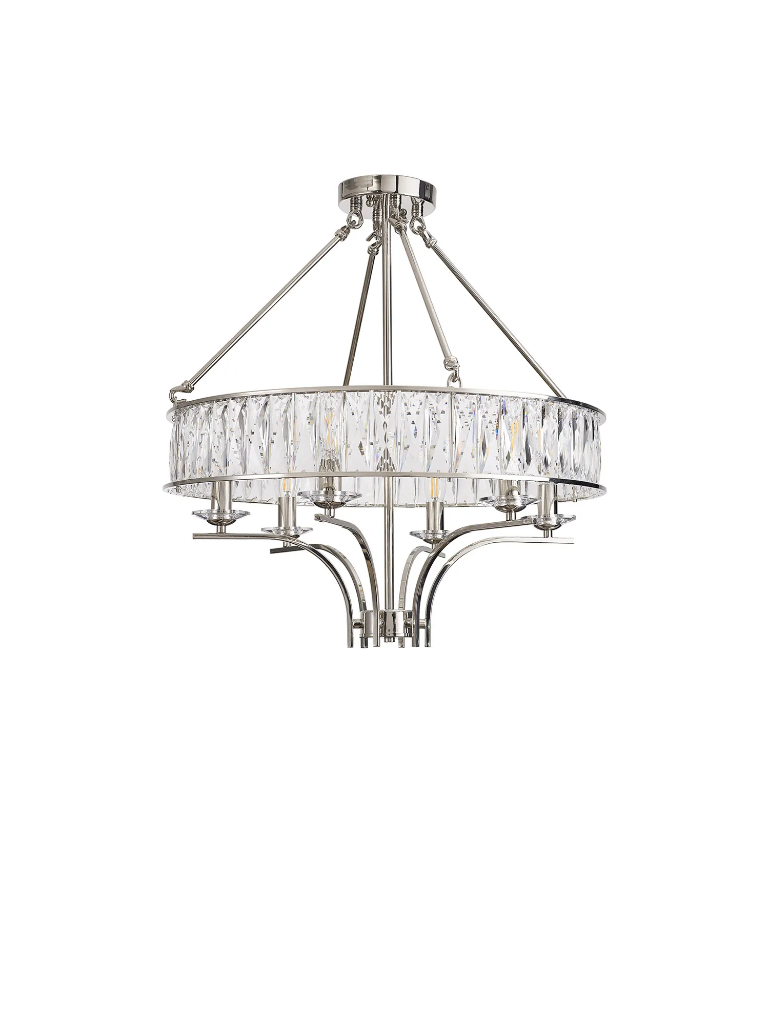 Vivienne Crystal Pendant/Semi Ceiling 6 Light Polished Nickel IL31819  Diyas Vivienne Polished Nickel